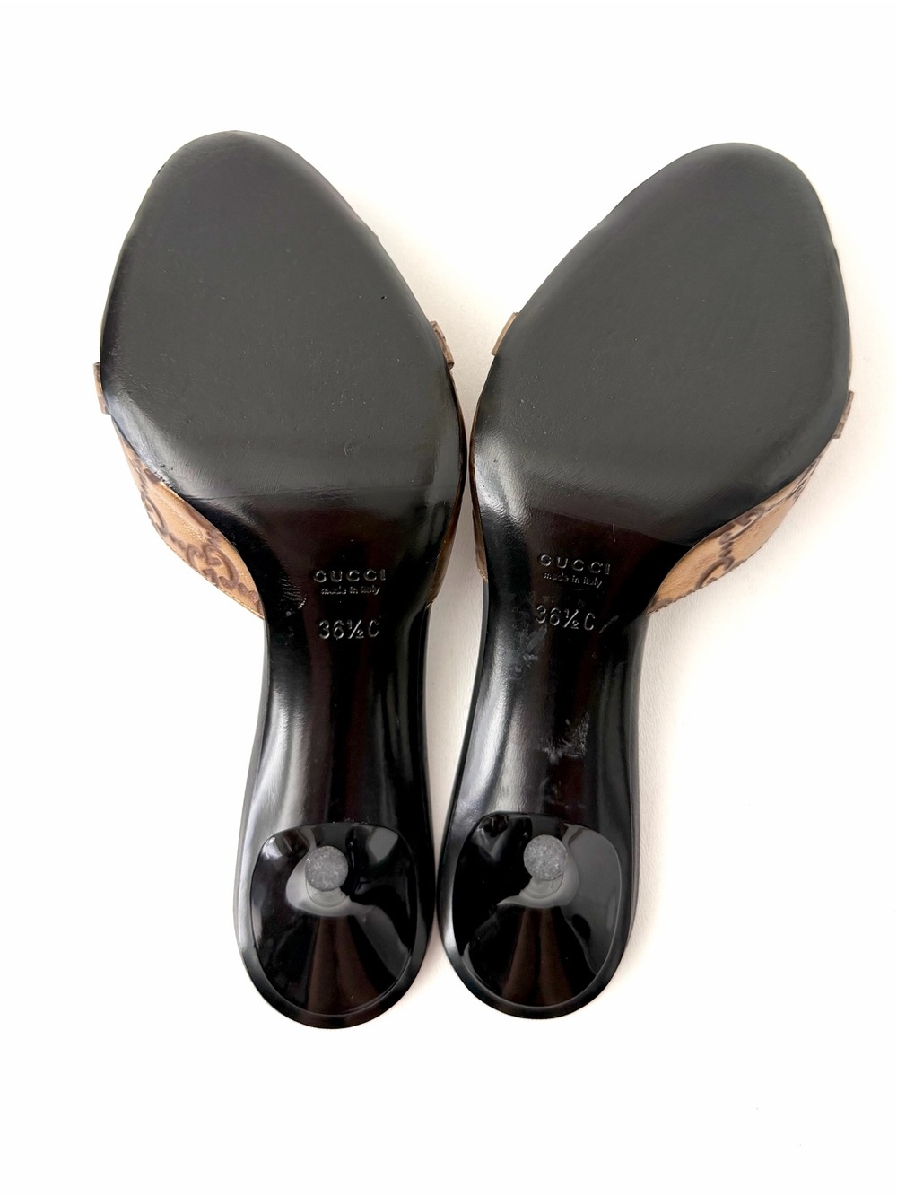 GUCCI | Y2K Guccissima Double G Gold Bronze Horsebit Mules Slip on Heel EU 36.5 - Picture 12 of 15